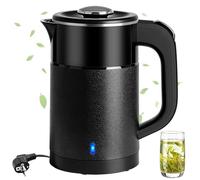 Petite bouilloire de voyage 800 ml, 600 W, bouilloire électrique de voyage, ébullition rapide de 6 minutes, mini bouilloire de camping, portable, en acier inoxydable, pour thé, café (noir)
