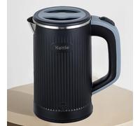 Petite Bouilloire de Voyage de 800ml, Intérieur en Acier Inoxydable 304, 600W 5 Minutes à ébullition Rapide Mini Bouilloire en Acier avec Arrêt Automatique et Protection à Vide, Noir