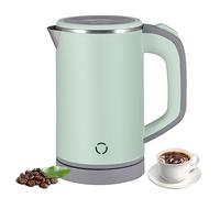 Petite bouilloire de voyage en acier inoxydable, 0,8 L, 5 minutes, bouilloire électrique, 600 W, mini camping, noir, silencieuse, théière en acier inoxydable pour thé, café, lait pour bébé (vert)