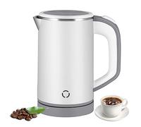 Petite Bouilloire électrique 800ml, Petite Bouilloire de Voyage, Bouilloire Compacte, 600W 5 Minutes à ébullition Rapide Mini Bouilloire en Acier avec Arrêt Automatique et Protection à Vide (Blanc)