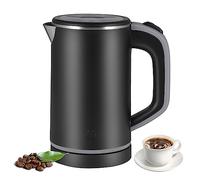 Petite Bouilloire électrique 800ml, Petite Bouilloire de Voyage, Bouilloire Compacte, 600W 5 Minutes à ébullition Rapide Mini Bouilloire en Acier avec Arrêt Automatique et Protection à Vide (Noir)