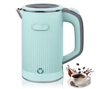 Petite bouilloire électrique de voyage 800 ml, 600 W, 5 minutes, bouilloire électrique de voyage, portable, mini bouilloire de camping, théière en acier inoxydable pour thé, café (vert)