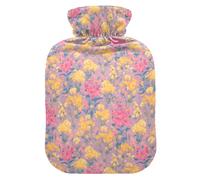 Petite bouillotte à fleurs jaunes avec housse souple, sac de compression chaude de 2 L pour muscles endoloris