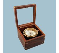 Petite boussole nautique en laiton à boîtier à cardan avec plateau en verre biseauté