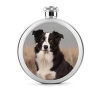 Petite bouteille à whisky portable Border Collie en acier inoxydable anti-fuite pour fête de mariage, témoin d'honneur, cadeau de demoiselle d'honneur - 140 ml