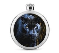 Petite bouteille à whisky portable en acier inoxydable avec motif panthère aux yeux bleus, pour fête de mariage, témoin d'honneur, cadeau de demoiselle d'honneur - 140 ml