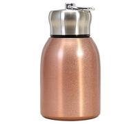 Petite bouteille d'eau de 300 ml en acier inoxydable, petite bouteille isotherme sous vide, anti-fuite, mini d'eau portable avec crochet pour intérieur et extérieur, or rose