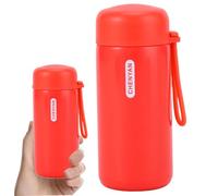 Petite bouteille d'eau, mini-flasque en acier inoxydable de 150 ml avec poignée de transport, isolation sous vide anti-fuite pour boissons chaudes et froides, travail, voyage, pamplemousse rouge