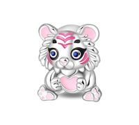 Petite breloque en perles de tigre blanc, breloque pour bracelet, compatible avec le collier bracelet pandora