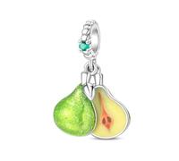 Petite breloque pendentif poire verte, breloque pour bracelet, compatible avec le collier bracelet pandora