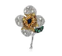 Petite broche fleur fraîche style artistique accessoire pour costumes vestes rendez-vous quotidiens, Pierre Verre Pierre Émail Verre, Zircone cubique Agate Obsidienne