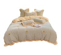 Petite Broderie en Velours de Lait Frais en Ligne de margeme épaisse en Quatre pièces Automne Hiver à Large Couverture de Couette à la litière Chaude (Couleur: B Taille: 2 m) (Un 1,5 m)