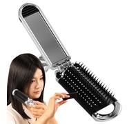 Petite brosse à cheveux - Brosse démêlante pliable avec miroir - Portable - Outils de coiffure pour cheveux bouclés fins et épais