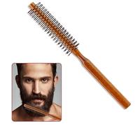 Petite Brosse à Cheveux en Poils de Sanglier, Brosse à Cheveux Ronde Portable Brosse de Voyage avec Poignée en Bois Brosse à Barbe Brosse Circulaire pour Cheveux Fins ou Courts
