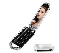 Petite brosse à cheveux - Pinceau de voyage pour femme - Pliez la coiffure avec miroir - Outils de coiffure pour cheveux portables pour un ponçage épais et étrange