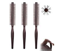 Petite brosse à cheveux ronde 3 pièces brosse à friser en bois 8, 27 pouces poignée en poils de nylon antistatique cheveux peigne pour toutes sortes de coiffures brushing antistatique
