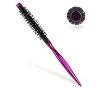 Petite brosse à friser, mini brosse ronde de 2,5 cm, brosse ronde pour brushing, brosse à friser portable, brosse ronde de voyage avec poignée lisse et poils en nylon, brosse à cheveux coiffante pour