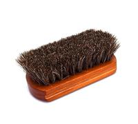 Petite brosse à main en crin de cheval avec manche en bois - Efficace pour voiture, meubles, vêtements, sac