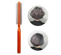 Petite brosse ronde, fine avec manche en bois - Brosse ronde fine - Brosse à cheveux antidérapante pour sécher, coiffer, soulever et boucler les cheveux courts