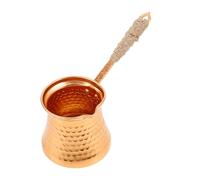 Petite Cafetière Turque 300ml Cuivre Plaqué Or, Poignée Jute