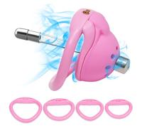 Petite cage à bite avec 4 anneaux de pénis et dilatateur urétral en silicone Cage à pénis imprimée en 3D Jouets sexuels Chastity Cage Homme BDSM esclave Fers & Bondage (Arc-Ring+Dilator,Pink)
