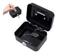 Petite Caisse Forte, Caisse à Monnaie Verrouillable, 11,5 x 8,5 x 5,8 cm, Caisse avec Serrure offre fort, Caisse à monnaie, Caisse en Acier Tirelire avec Fente pour Pieces(Noir)