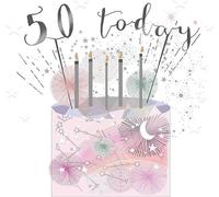 Petite carte carrée avec enveloppe Anniversaire 50 bougies