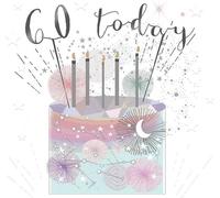 Petite carte carrée avec enveloppe anniversaire 60 bougies