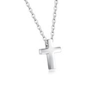 Petite Chaîne en Argent avec Pendentif en Forme de Croix - Bijoux en Acier Inoxydable pour Femme - Mini Boîte