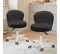 Petite Chaise de Bureau Ronde à roulettes avec Dossier en Cuir PU, pivotante et réglable en Hauteur, idéale for la Maison, Le Bureau ou la Chambre à Coucher(D,17 * 17 * 13.2(Set of 2))