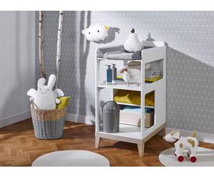 Petite chambre bébé evidence + table à langer blanc / hêtre TU