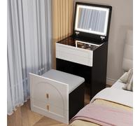 Petite coiffeuse moderne avec miroir éclairé, luminosité réglable, 3 modes d'éclairage pour chambre à coucher, design compact (noir, 50 cm)