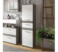 xonox.home Armoire haute salle de bain Blake X02B2710 blanc brillant, corps argent fumé, 35x134x31cm