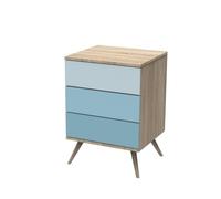 Petite commode 3 tiroirs Seventies bleue