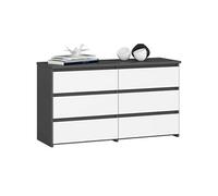 Petite Commode CL100 Gris Graphite 100 cm 6 tiroirs façade Blanche 100x35x57 cm