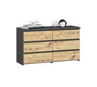 Petite Commode CL100 Gris Graphite 100 cm 6 tiroirs façade Chêne Artisan 100x35x57 cm