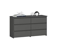 Petite Commode CL100 Gris Graphite 100 cm 6 tiroirs façade Gris Graphite 100x35x57 cm