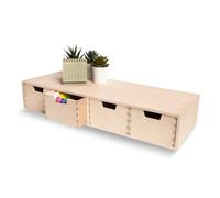 Creative Deco Petite Commode Bois | 4 Tiroir | 56 x 20,5 x 10 cm | Organisateur Bureau | Rangement Bureau | Organiseur Bureau | Petit Meuble Rangement | Rangement bureau organisateur | Accessoire