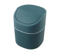 Petite corbeille ronde de table avec couvercle à pression : poubelle de bureau portable en plastique pour chambre à coucher et cuisine - Bleu 13,5 x 14 cm (couverture)