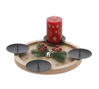 Petite couronne de l'Avent en bois à décorer soi-même - 28 cm - Bougeoir rond avec 4 porte-bougies - Couronne de Noël - Couronne décorative - Décoration de l'Avent - Bougeoir de Noël porte-cœur avec