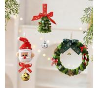 Petite couronne de Noël avec clochette, cure-pipes vertes, 17 cm, couronne de Noël pour porte d'entrée, cuisine, fenêtre d'intérieur, cadeau créatif, décorations de sapin de Noël