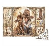 Petite CowgirlPuzzle DIY 1000 Pièces Complet Vintage Western Ranch pour Adolescents 12+ Amélioration De La Mémoire Renforcement Familial 70x50cm/1000pcs