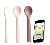 Petite Cuillere Bebe 1er Age pour Repas bebe - Lot de 3 Cuillere D'Apprentissage bebe - Couverts Bébé Silicone Sans BPA - Ergonomique, Douce et Souple avec Bout Arrondi