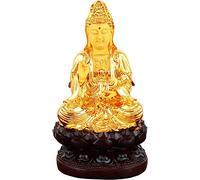 Petite décoration pour Foyer, Pendaison de crémaillère, Guan Yin Assis sur Une Statue de, Bouddha féminin Kuan Yin, déesse Guanyin de la miséricorde Bouddhiste Avalokiteshvara Kuanyin Feng Shui Dec