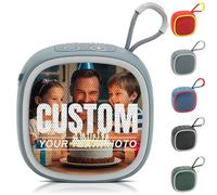 Petite Enceinte Bluetooth Personnalisée avec Photo Texte Nom, Enceinte Bluetooth Portable, Bluetooth Speaker, Qualité Audio HD & Grande Autonomie, Idéal pour Maison l'Extérieur Voyages Sport (Gris)