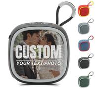 Petite Enceinte Bluetooth Personnalisée avec Photo Texte Nom, Enceinte Bluetooth Portable, Bluetooth Speaker, Qualité Audio HD & Grande Autonomie, Idéal pour Maison l'Extérieur Voyages Sport (Noir)