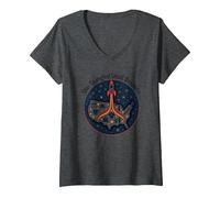 Petite Entreprise étoilée T-Shirt avec Col en V, Femme, Chiné Foncé, L