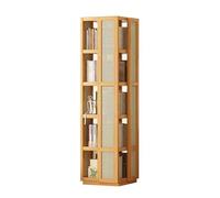 Petite étagère d'angle rotative à 360° pour CD, 4/5 niveaux pour chambre à coucher, salon, bureau, bibliothèque, couleur bois (35 x 35 x 153 cm)
