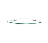 Petite étagère d'angle triangulaire en verre trempé avec supports en métal poli de 24 cm, idéale pour la douche et la salle de bain, économise de l'espace