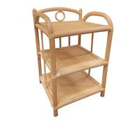 Petite étagère d'appoint/Table de Chevet H. 55 cm en rotin Naturel avec 3 tablettes - Style Artisanal bohême et décontracté - Hazel
